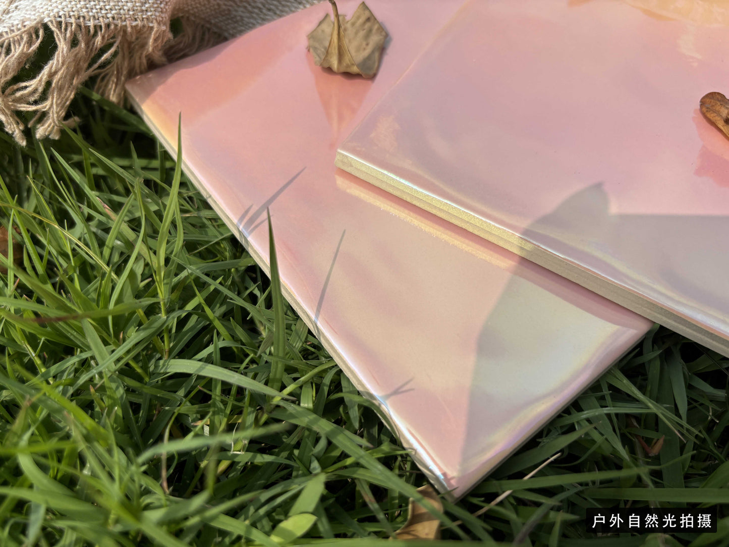 Iridescent Ceramic Tiles 150x150mm - Per Square Meter - Pearl Pink & Orange Holographic Finish -1502HC
