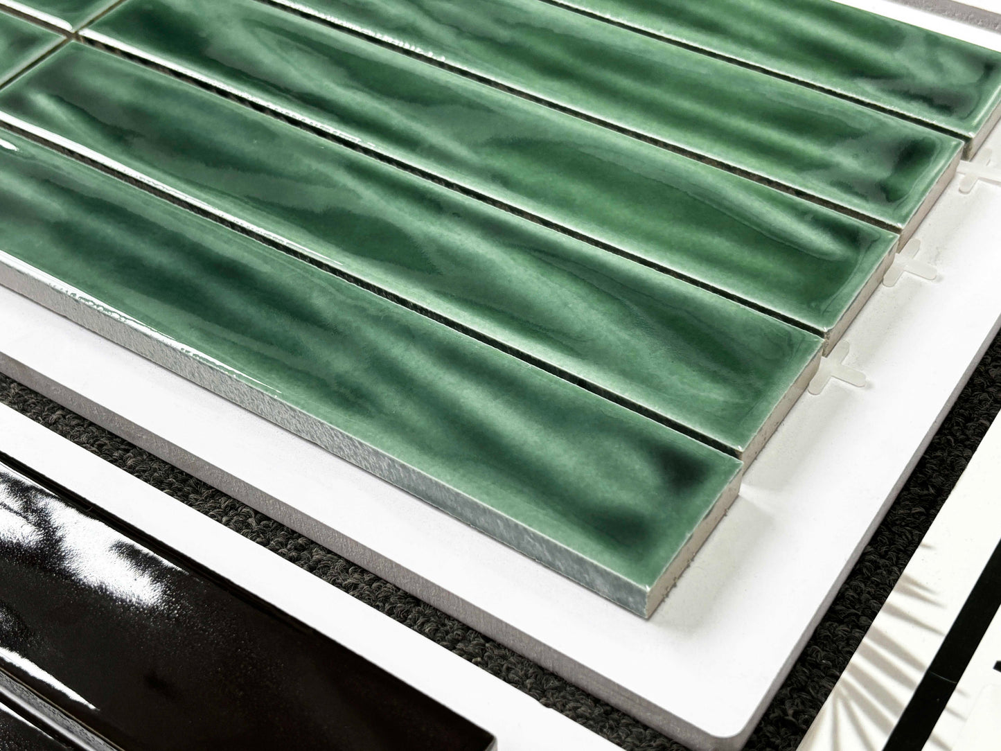 Handmade Kiln-fired Brick 40x250mm - Per Square Meter (100pcs) - Deep Forest Green N42503