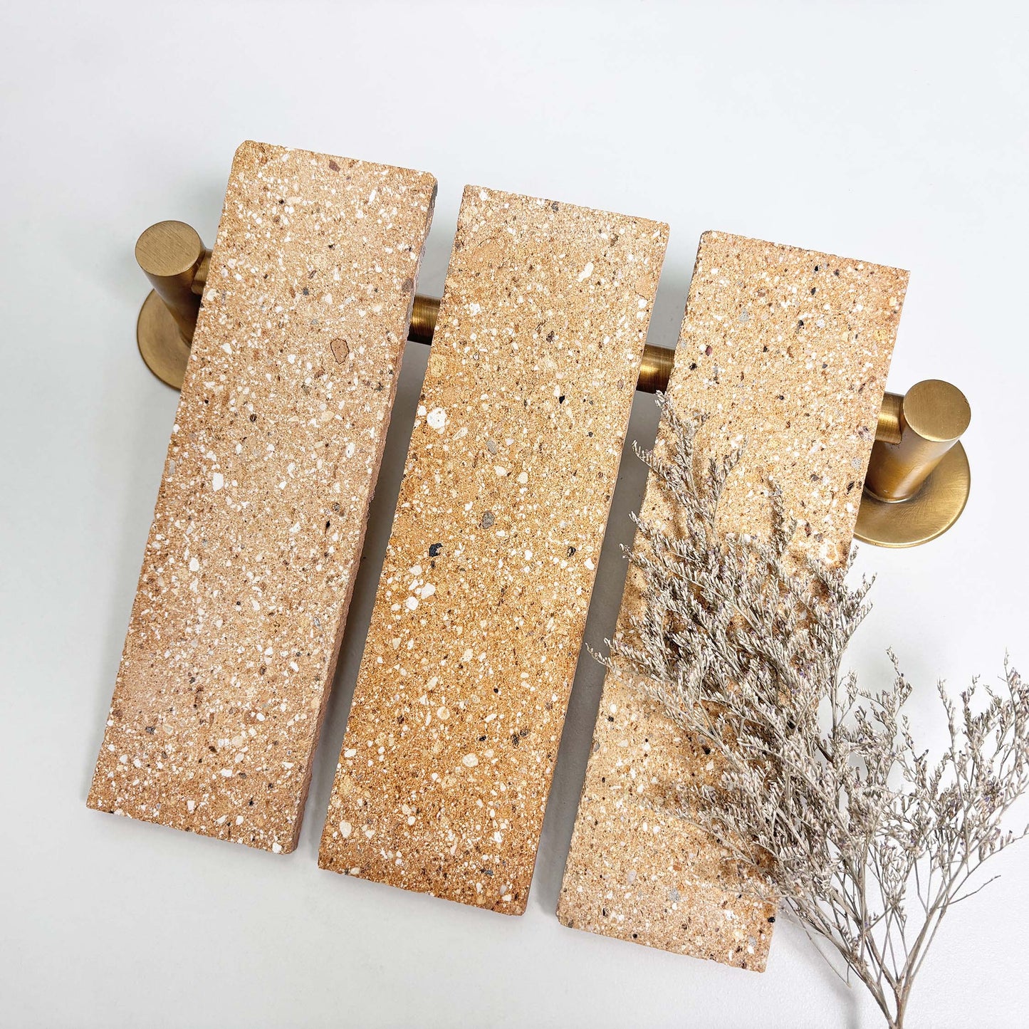 Mixed-Color Clay Brick Tiles 65x230mm - TBZ-HS Series - Per Square Meter - Natural Stone Aggregate Finish