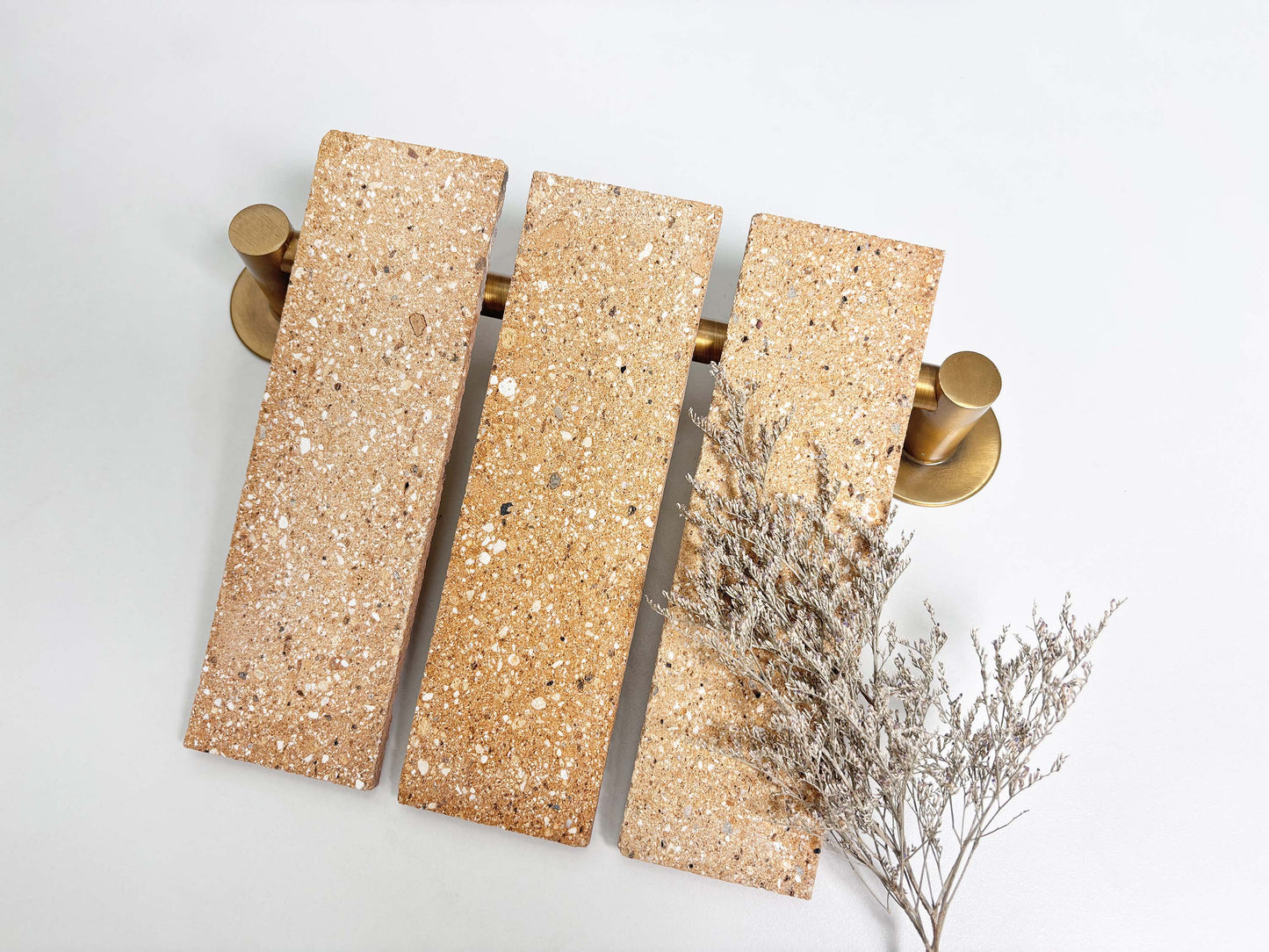 Mixed-Color Clay Brick Tiles 65x230mm - TBZ-HS Series - Per Square Meter - Natural Stone Aggregate Finish