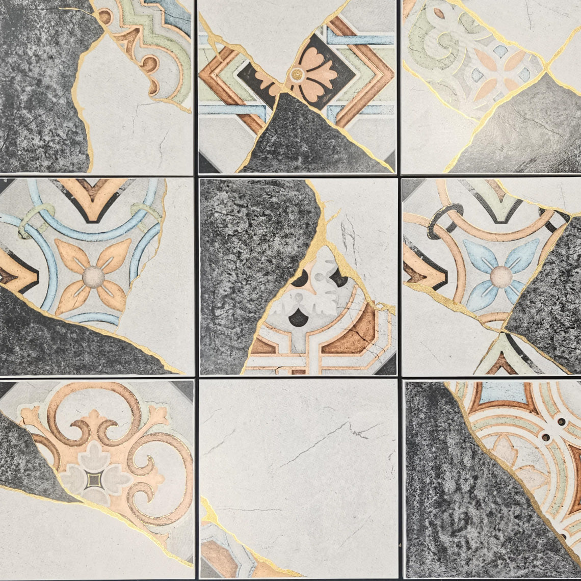 Gilded Gold Ceramic Tiles 200x200mm - Moroccan Mid-Century Wall & Floor Tiles (25 Pieces / 1㎡) - GR.Mosaic Decorative Pattern (View 25)
