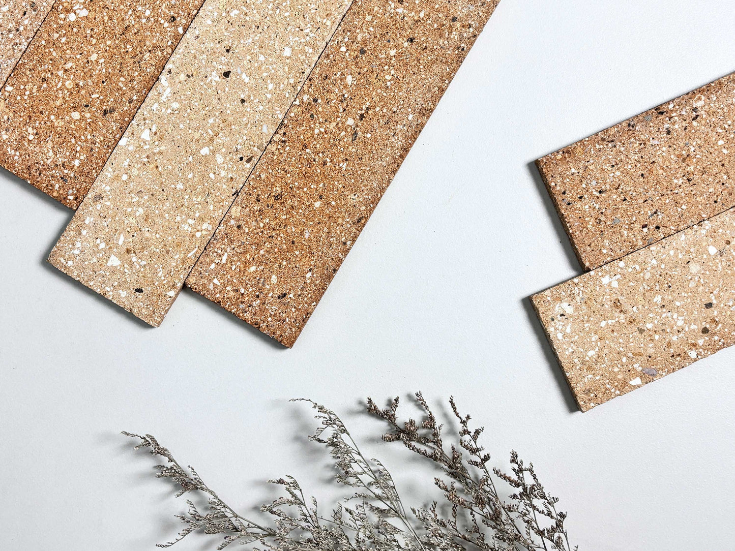 Mixed-Color Clay Brick Tiles 65x230mm - TBZ-HS Series - Per Square Meter - Natural Stone Aggregate Finish