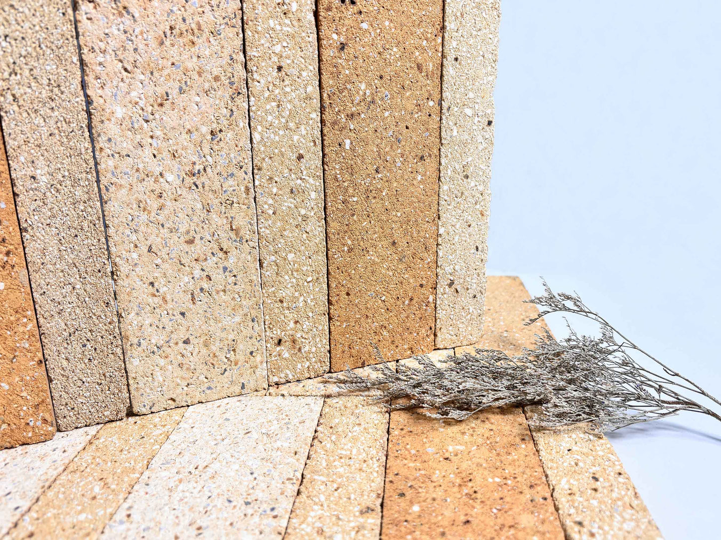 Mesh-Mounted Clay Brick Tiles 210x300mm - TTZ-WT Series - Per Square Meter - Mixed Natural Stone Finish