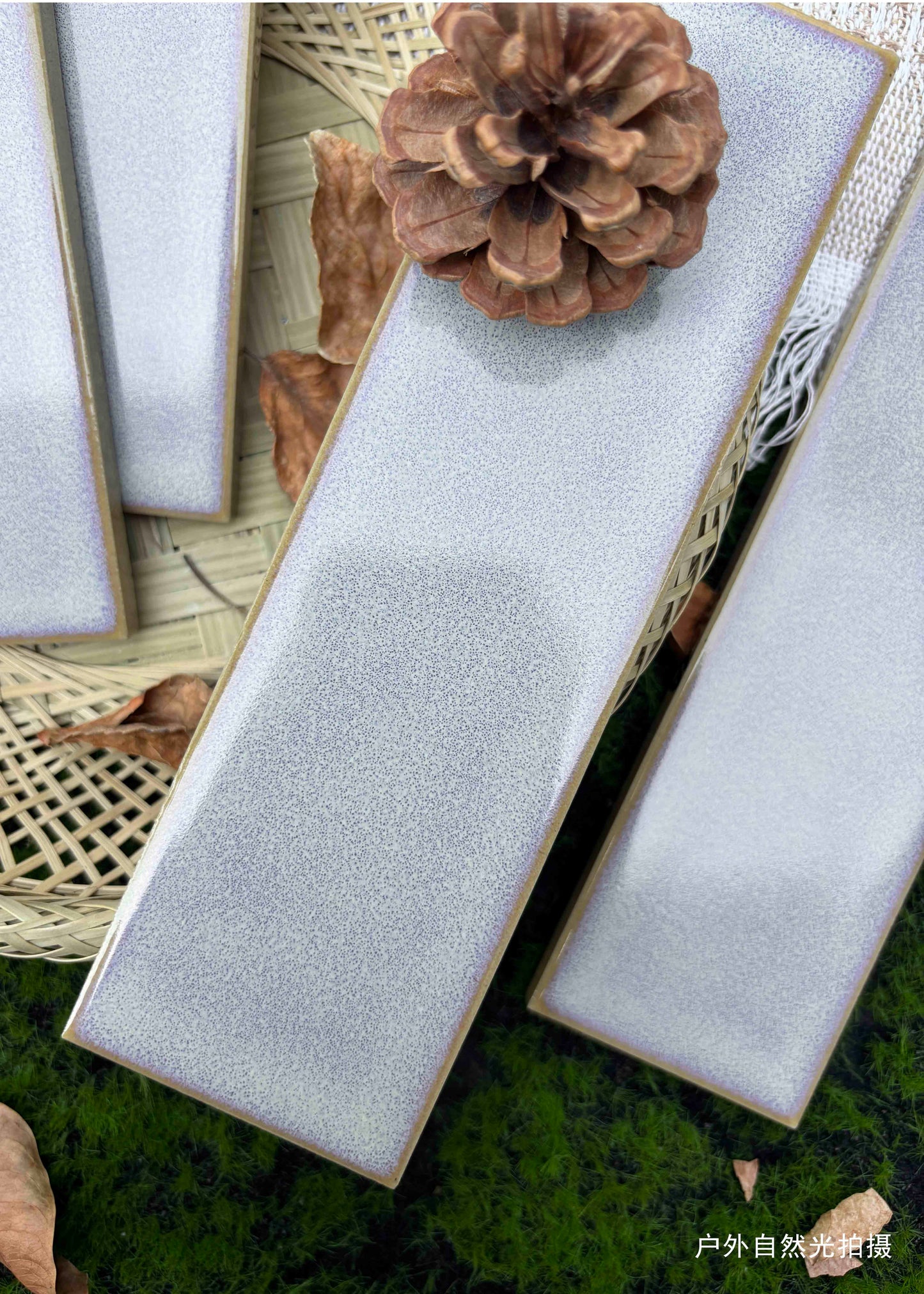Ice Crack Kiln Change Ceramic Tiles 60x200mm - Per Square Meter - Soft Grey White Textured Finish - N-YB-62014