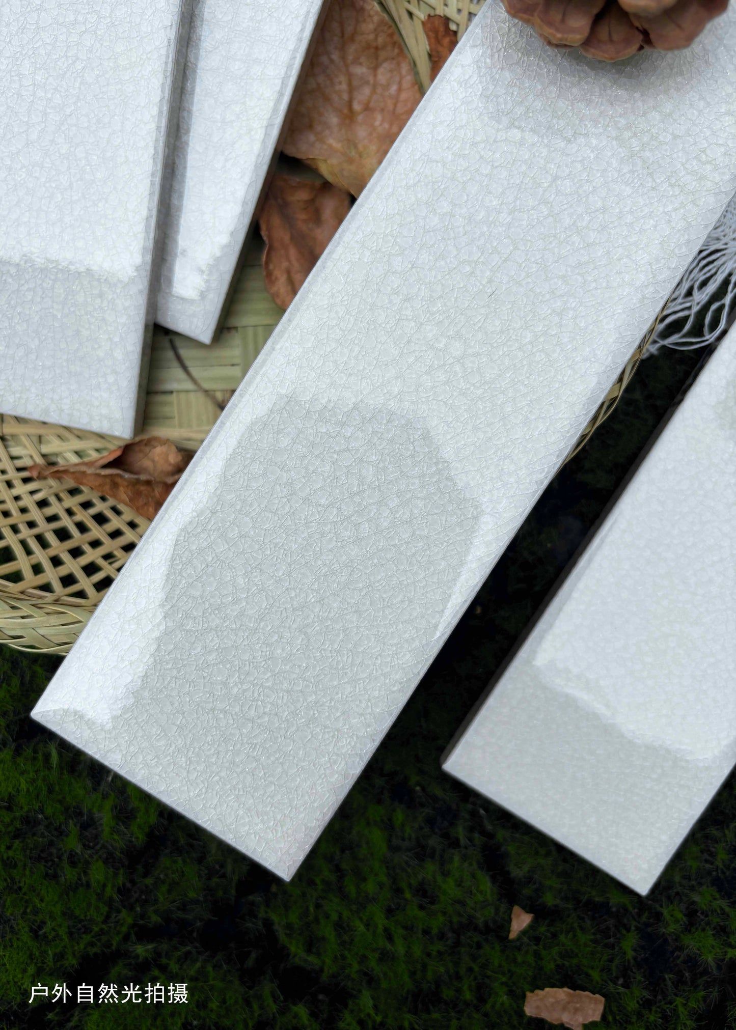 Ice Crack Kiln Change Ceramic Tiles 60x200mm - Per Square Meter - Light Grey Textured Finish - N-BL-62001