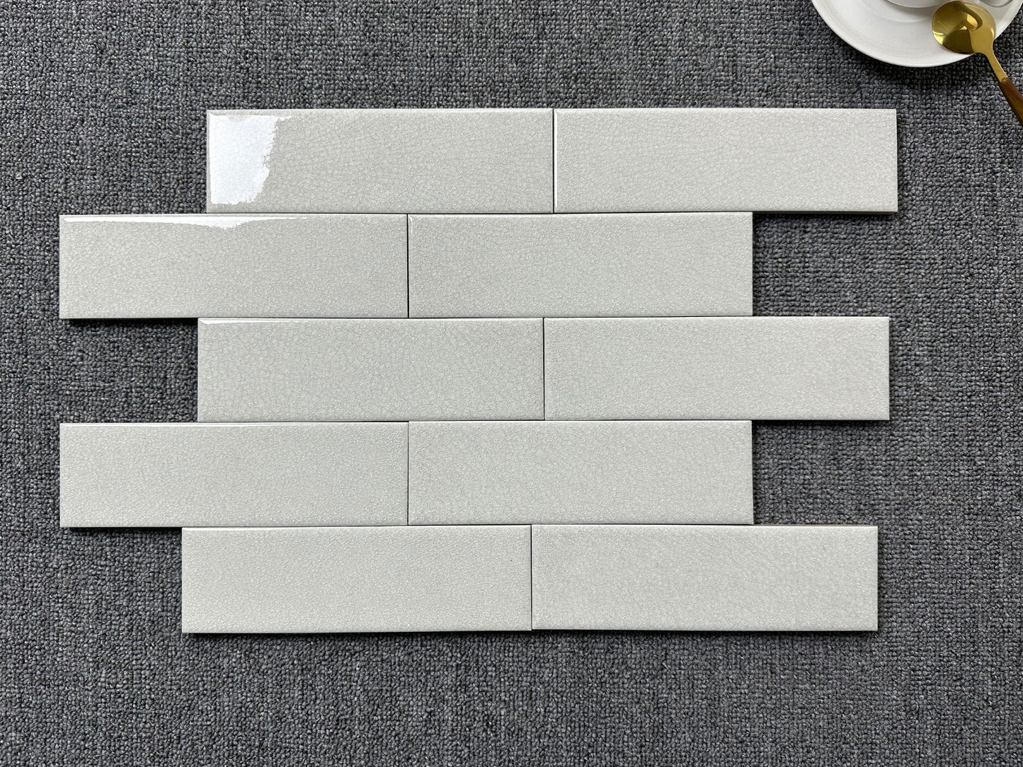 Ice Crack Kiln Change Ceramic Tiles 60x200mm - Per Square Meter - Light Grey Textured Finish - N-BL-62001