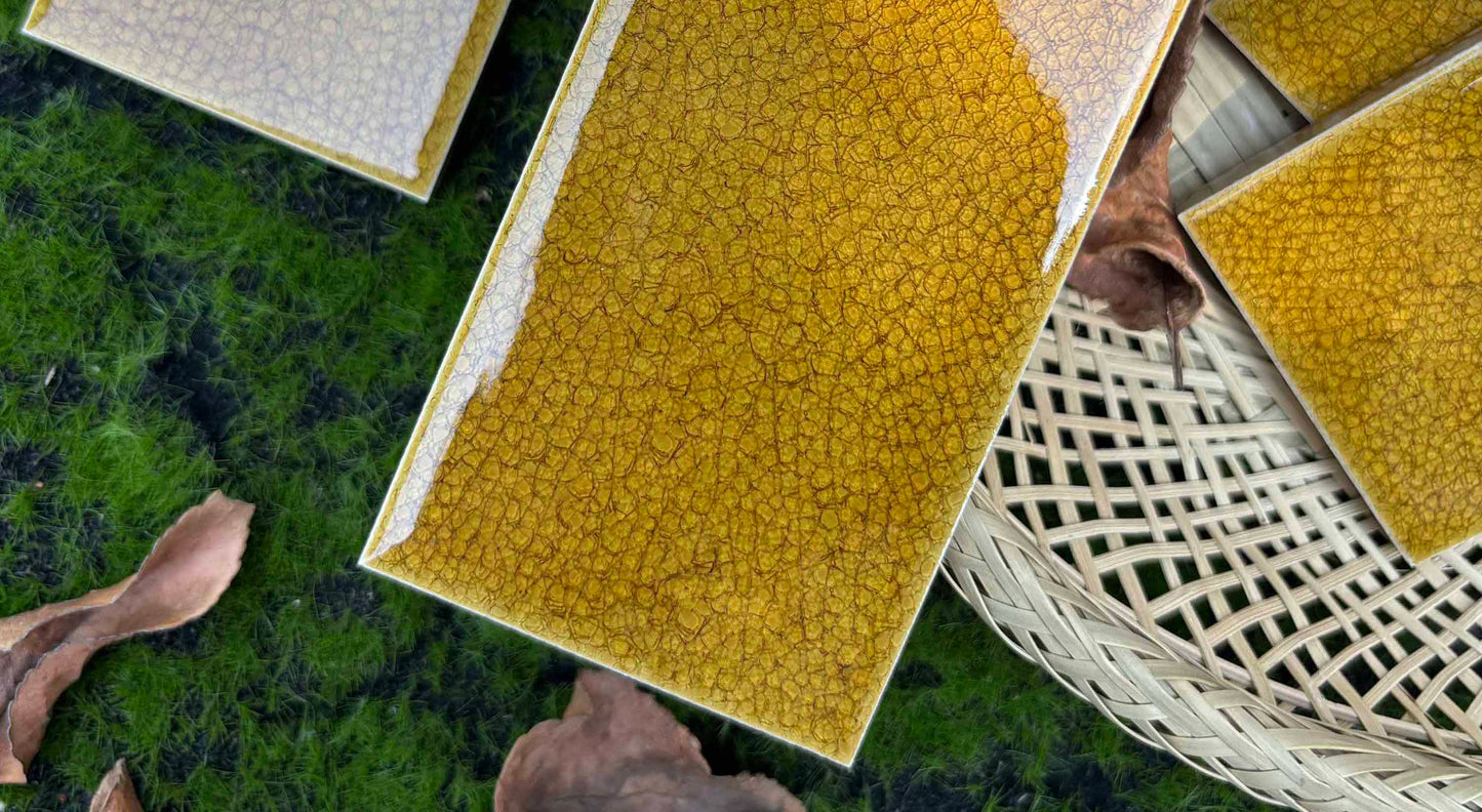 Ice Crack Kiln Change Ceramic Tiles 60x200mm - Per Square Meter - Golden Yellow Textured Finish - N-BL-62007