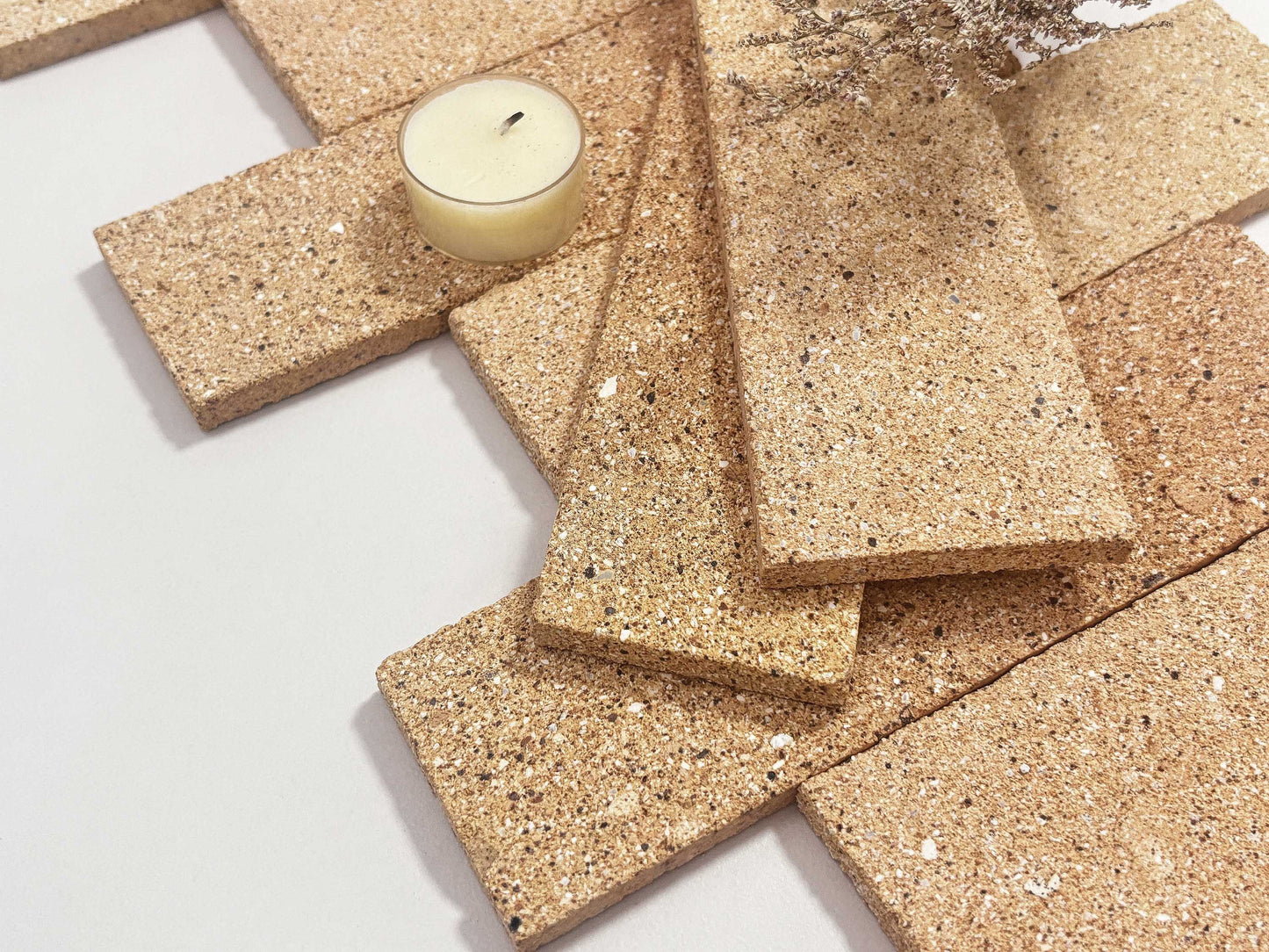 Trapezoidal Clay Brick Tiles 63x200mm - T-TTZ Series - Per Square Meter - Natural Sandy Beige Finish