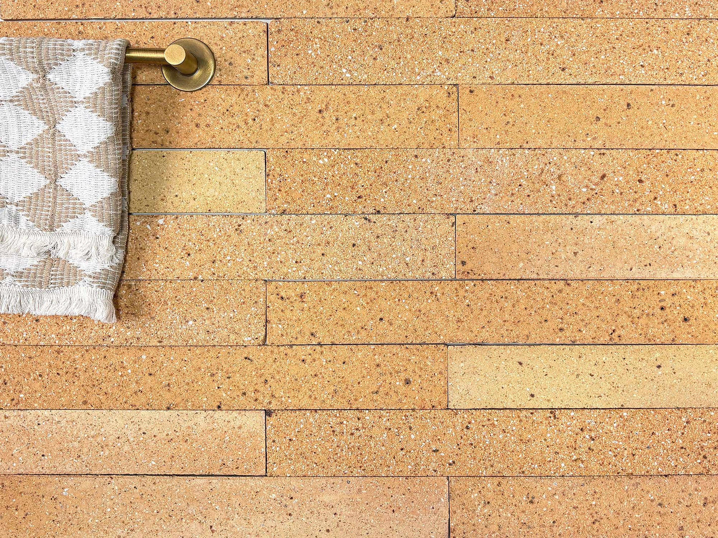 Long Clay Brick Tiles 460x55mm - TTZ-460 Series - Per Square Meter - Warm Sandy Beige Stone Aggregate Finish