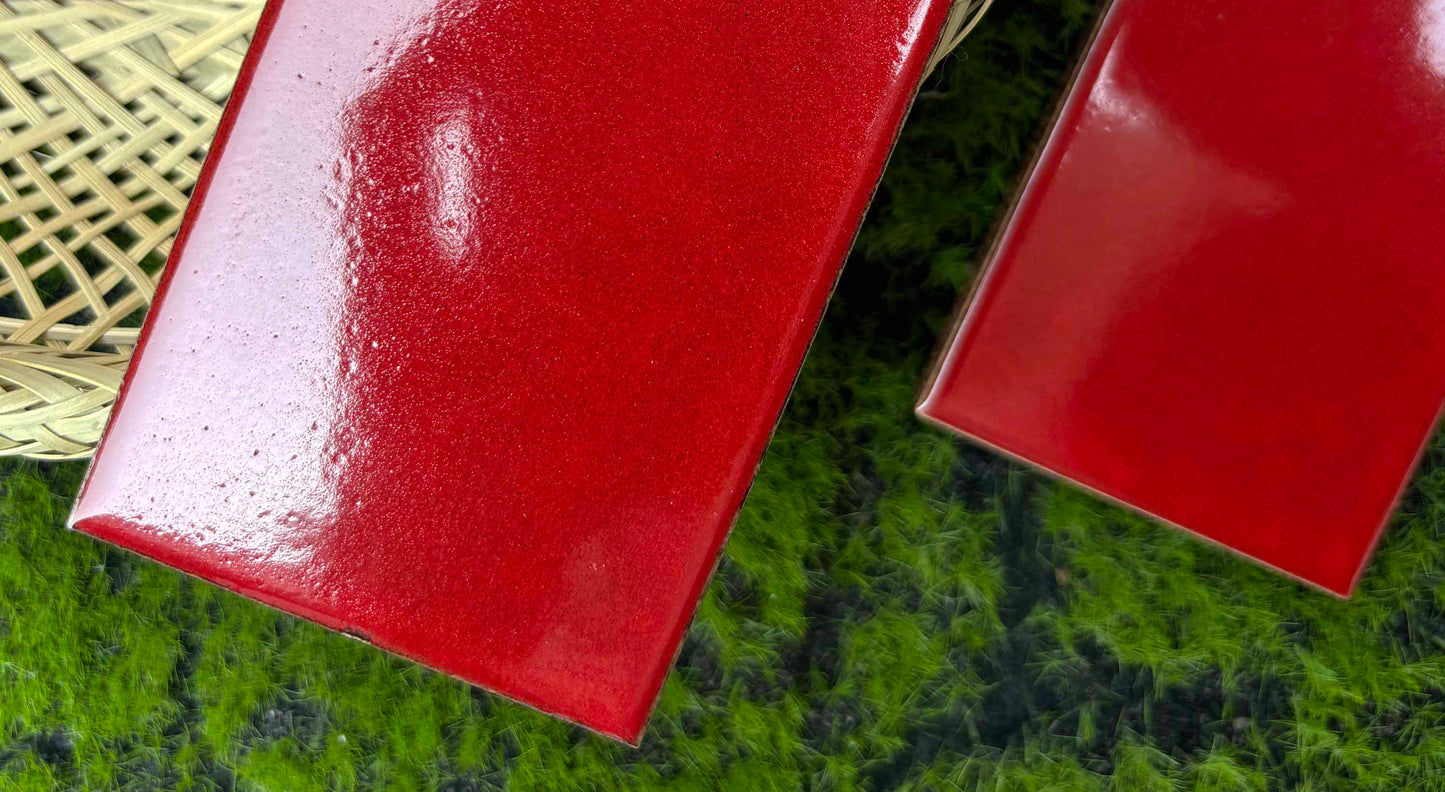 Ice Crack Kiln Change Ceramic Tiles 60x200mm - Per Square Meter - Vibrant Red Glossy Finish - N-YB-65013