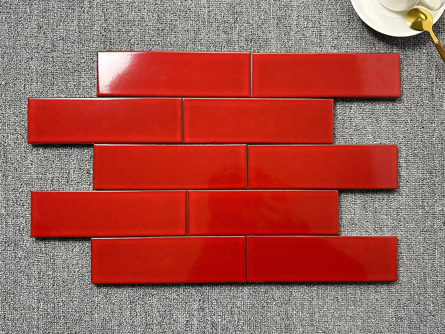 Ice Crack Kiln Change Ceramic Tiles 60x200mm - Per Square Meter - Vibrant Red Glossy Finish - N-YB-65013