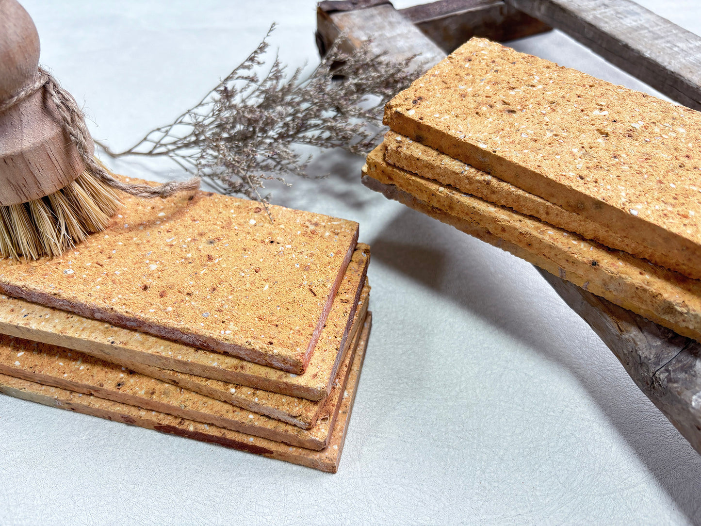 Long Clay Brick Tiles 460x55mm - TTZ-460 Series - Per Square Meter - Warm Sandy Beige Stone Aggregate Finish