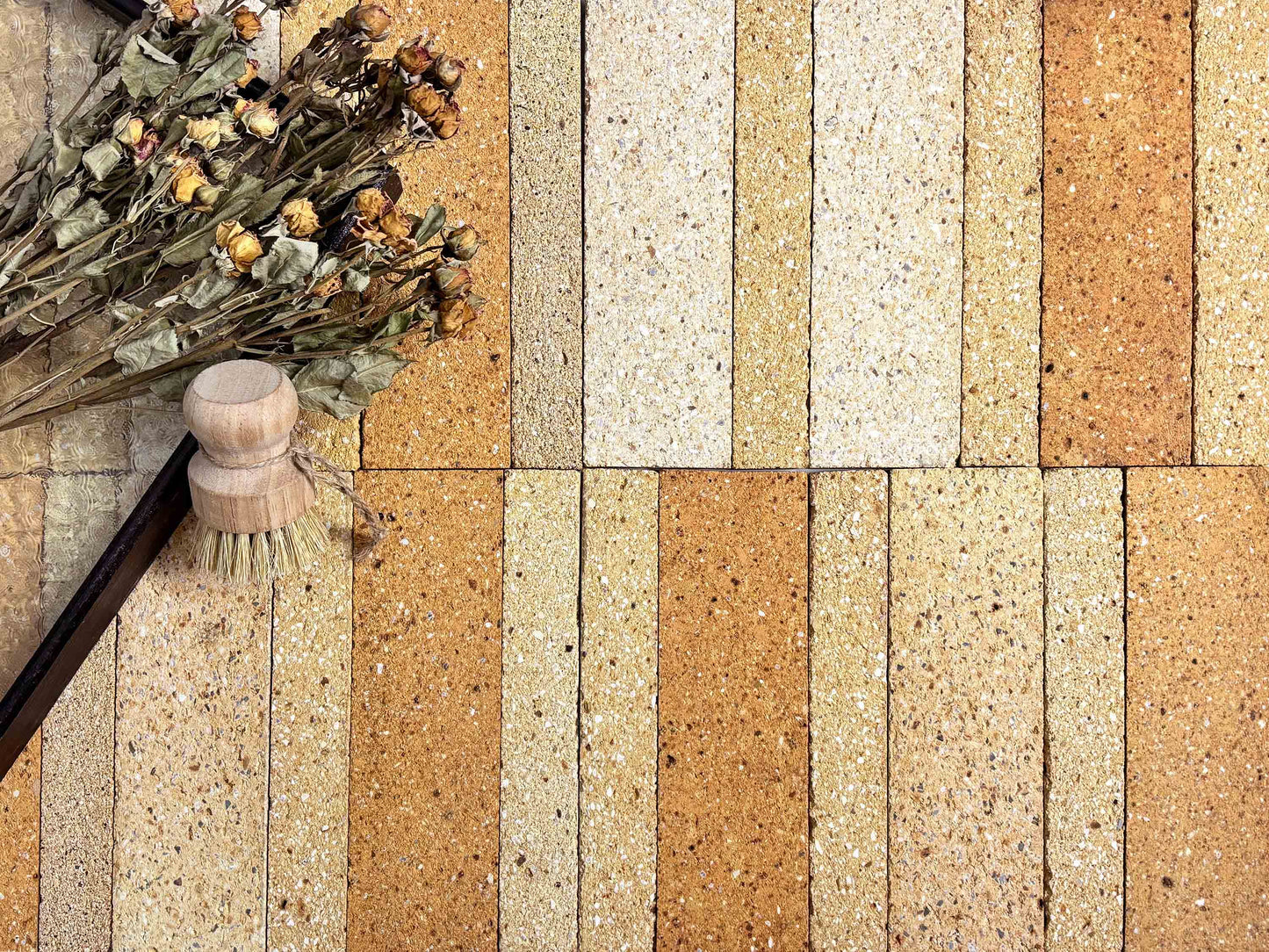 Mesh-Mounted Clay Brick Tiles 210x300mm - TTZ-WT Series - Per Square Meter - Mixed Natural Stone Finish