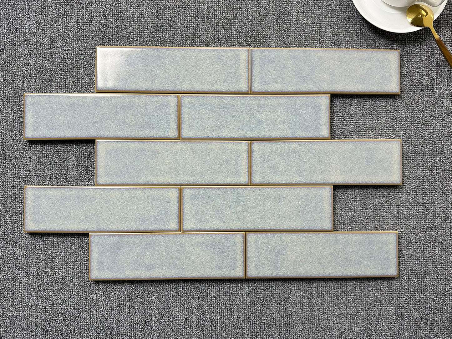 Ice Crack Kiln Change Ceramic Tiles 60x200mm - Per Square Meter - Soft Grey White Textured Finish - N-YB-62014