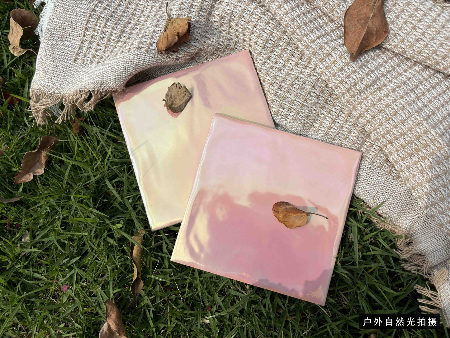 Iridescent Ceramic Tiles 150x150mm - Per Square Meter - Pearl Pink & Orange Holographic Finish -1502HC