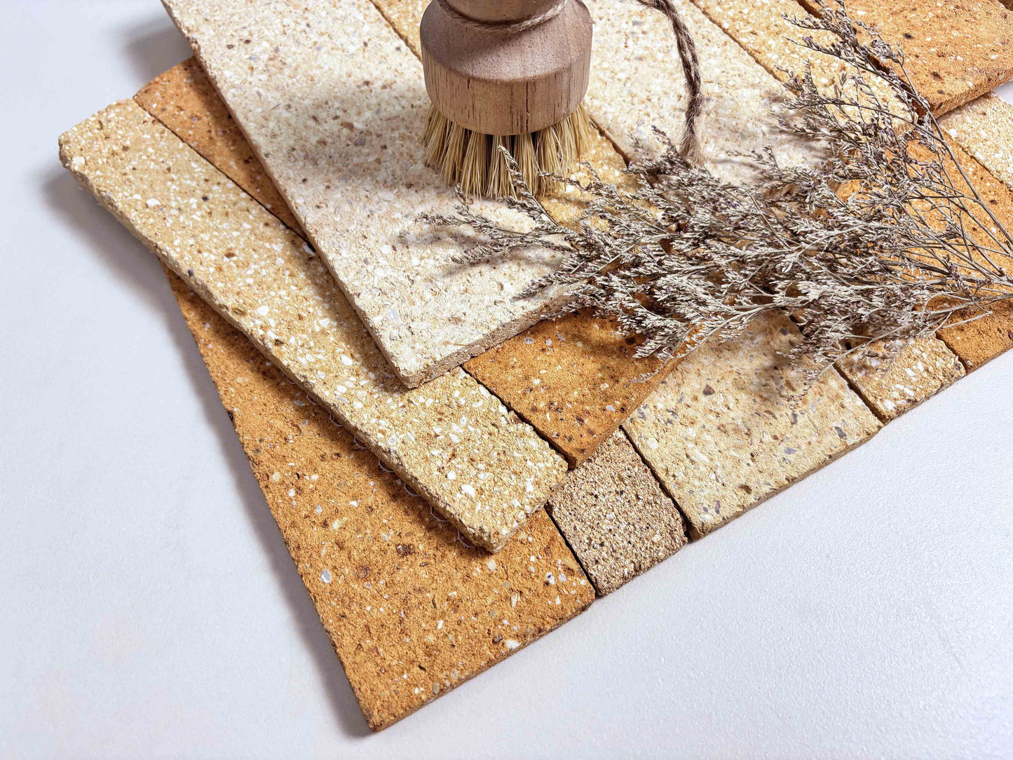 Mesh-Mounted Clay Brick Tiles 210x300mm - TTZ-WT Series - Per Square Meter - Mixed Natural Stone Finish
