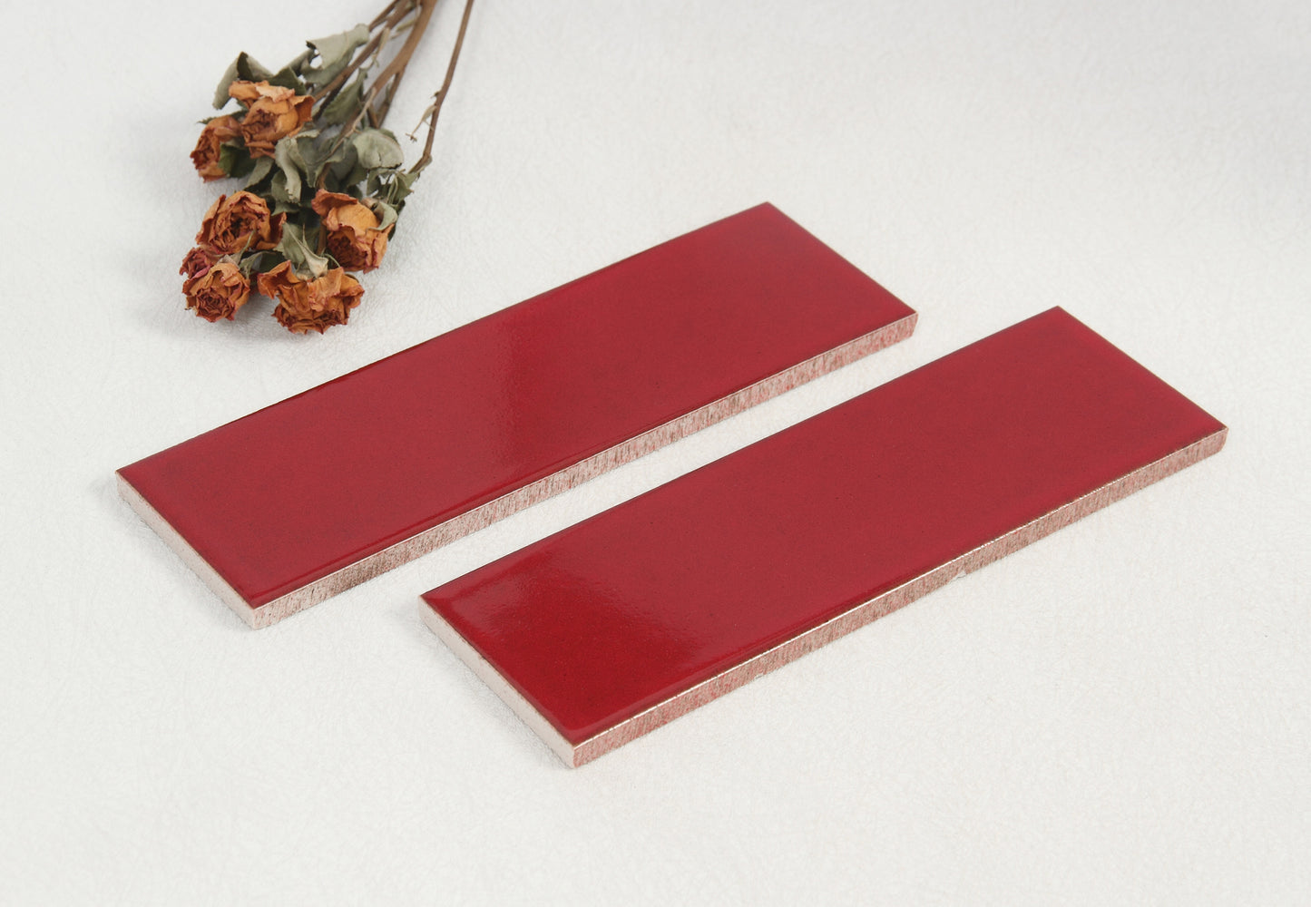 Ice Crack Kiln Change Ceramic Tiles 60x200mm - Per Square Meter - Vibrant Red Glossy Finish - N-YB-65013