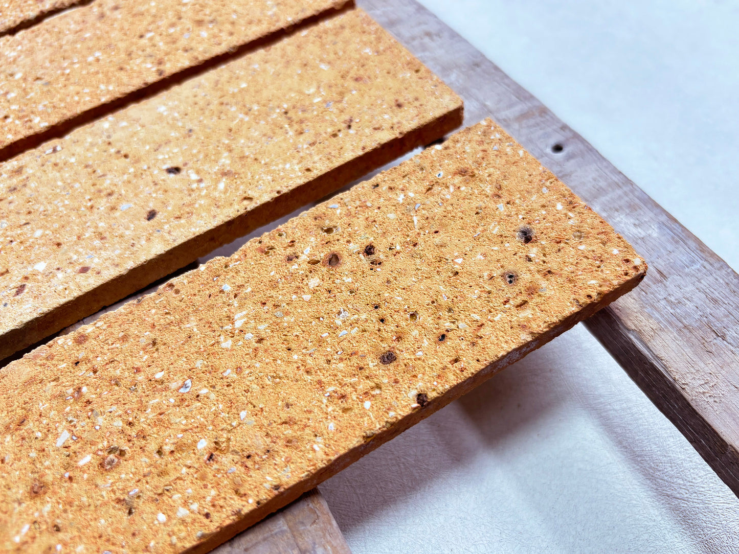 Long Clay Brick Tiles 460x55mm - TTZ-460 Series - Per Square Meter - Warm Sandy Beige Stone Aggregate Finish