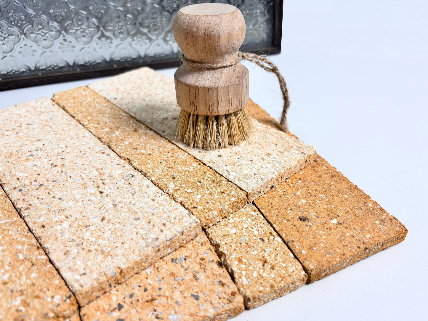 Mesh-Mounted Clay Brick Tiles 210x300mm - TTZ-WT Series - Per Square Meter - Mixed Natural Stone Finish