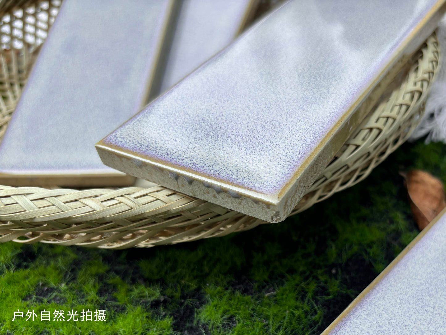 Ice Crack Kiln Change Ceramic Tiles 60x200mm - Per Square Meter - Soft Grey White Textured Finish - N-YB-62014