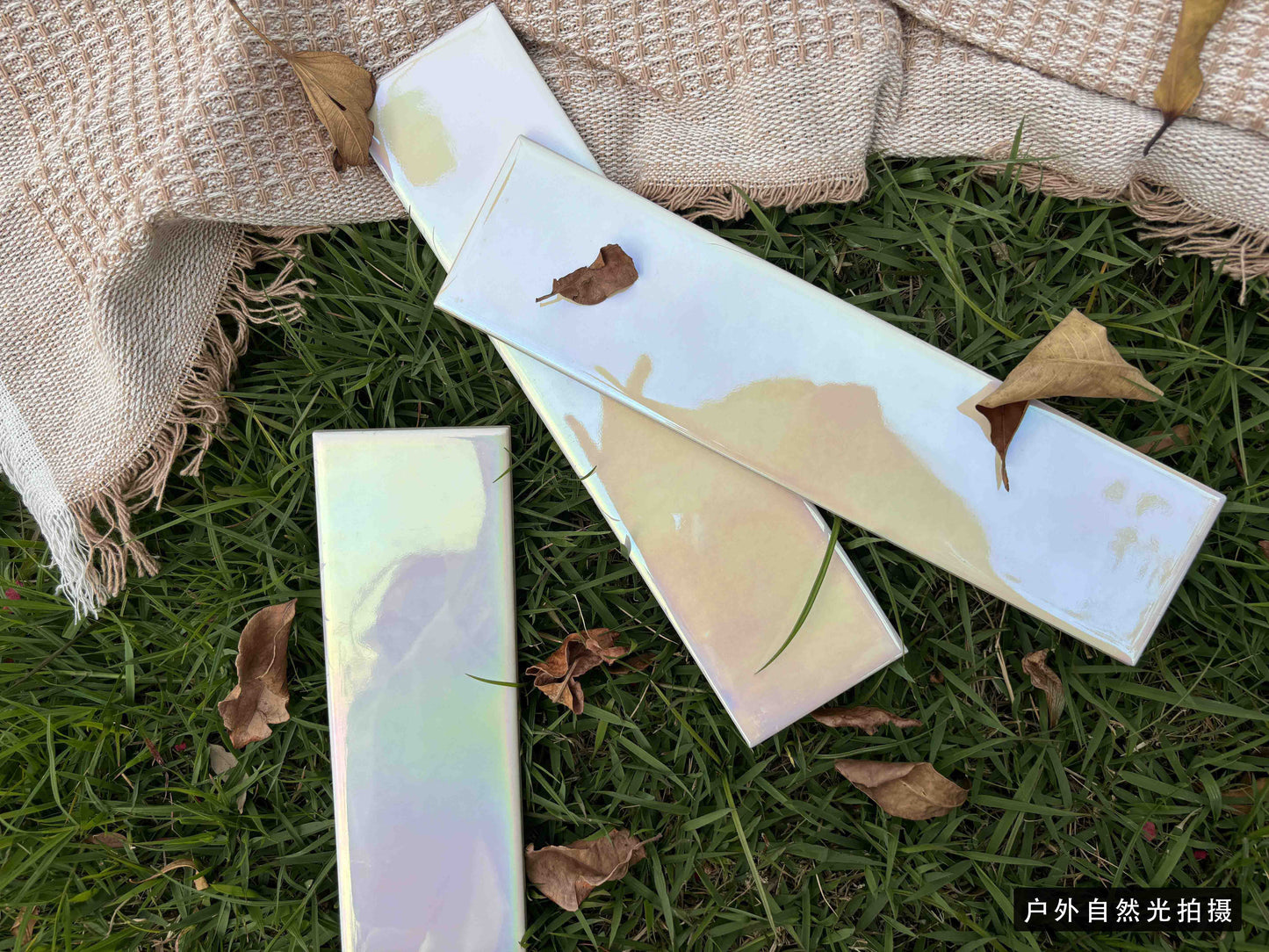 Iridescent Ceramic Tiles 65x265mm - Per Square Meter - Soft Pearl & Pastel Holographic Finish - 652601HC