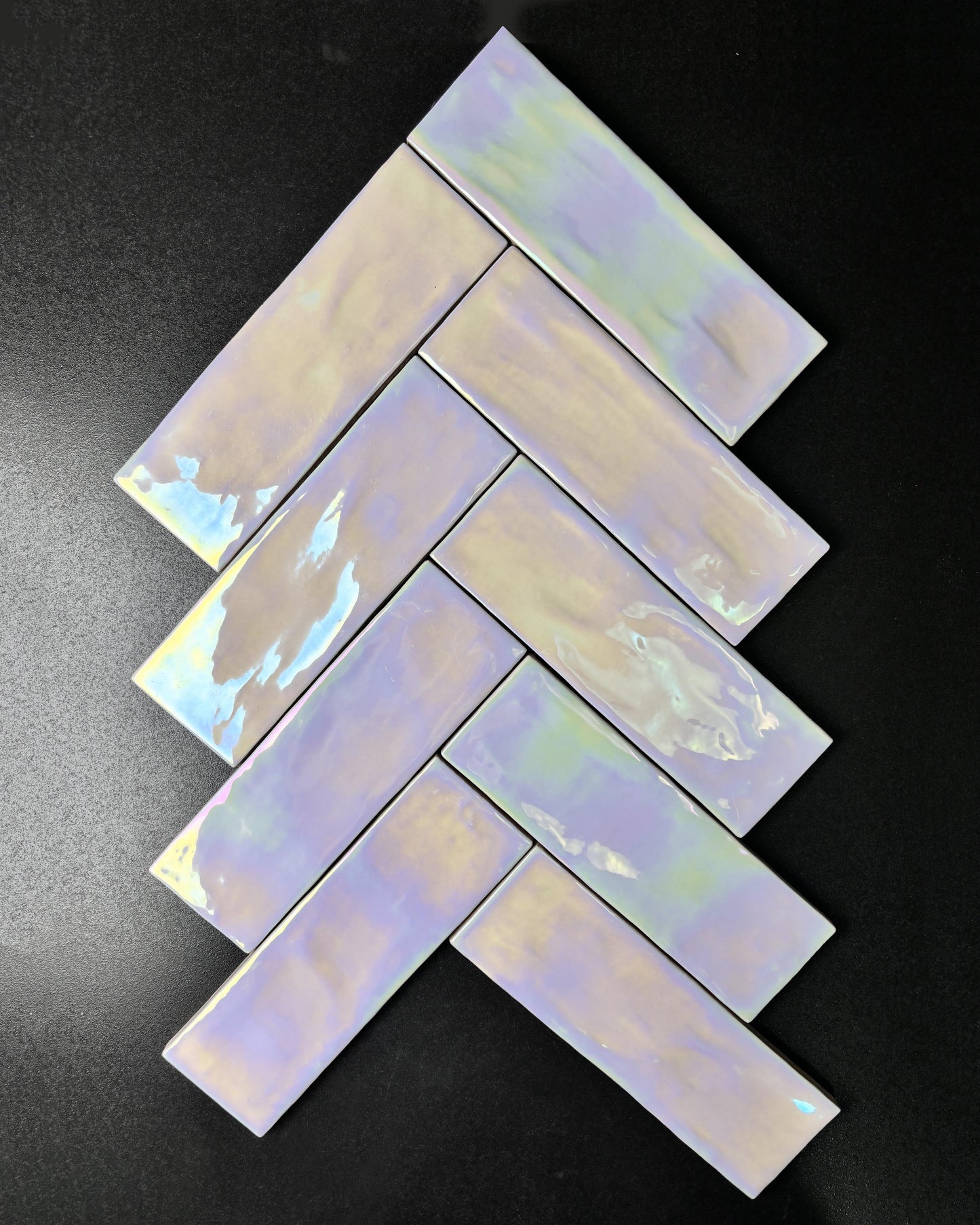 Iridescent Ceramic Tiles 65x200mm - Per Square Meter - Vibrant Rainbow Holographic Finish - NL6501HC
