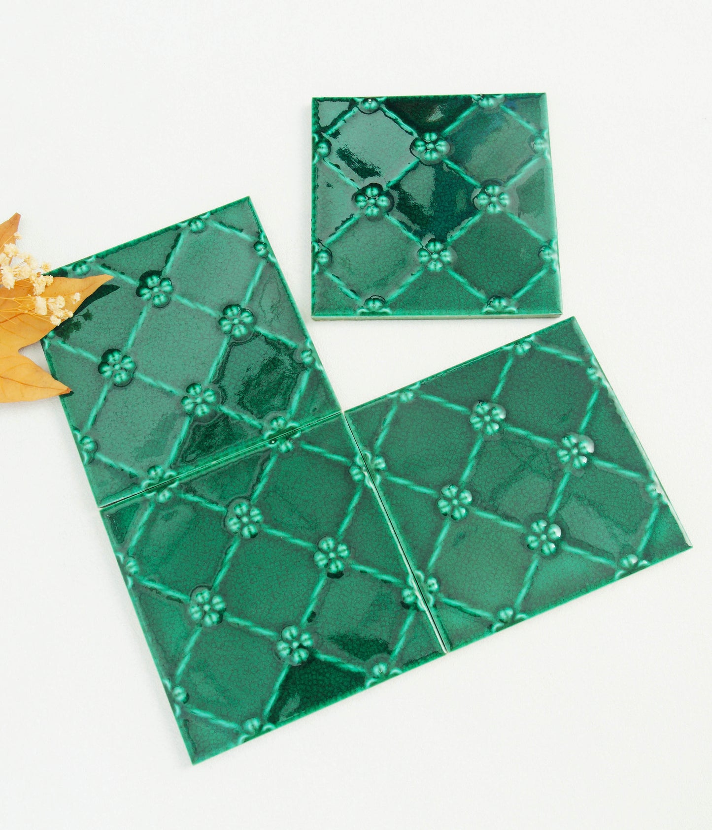 Iridescent Ceramic Tiles 150x150mm - Per Square Meter - Teal Crackle Finish - 1510M - GR.Mosaic Decorative Pattern (View 4)