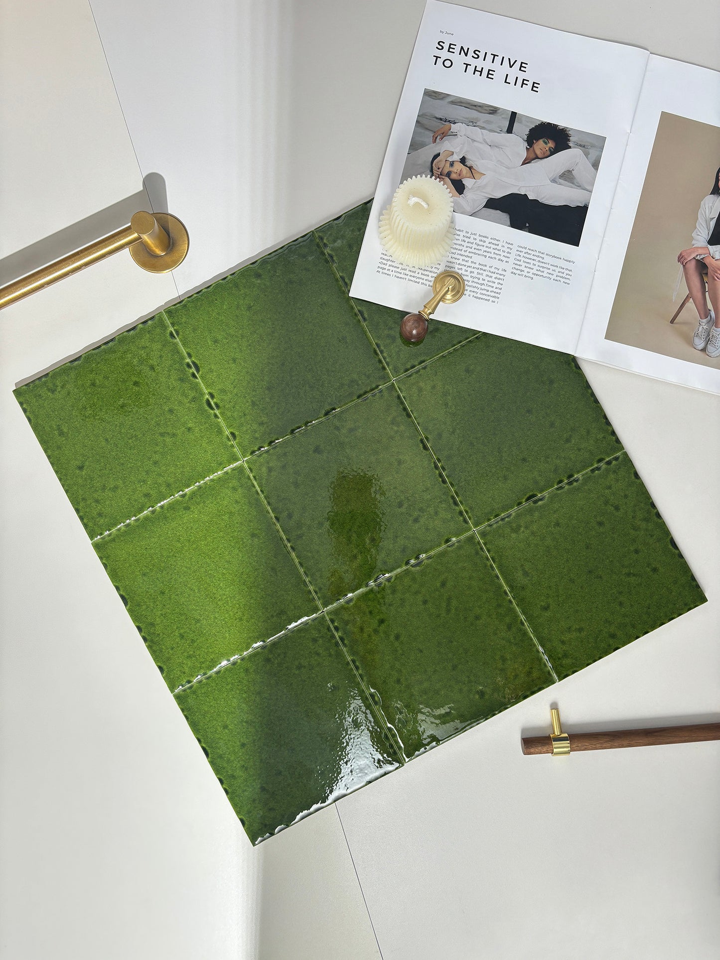 Ice Crack Ceramic Tiles 150x150mm - N-BL-1506 - Per Square Meter - Deep Green Crackle Glaze Finish