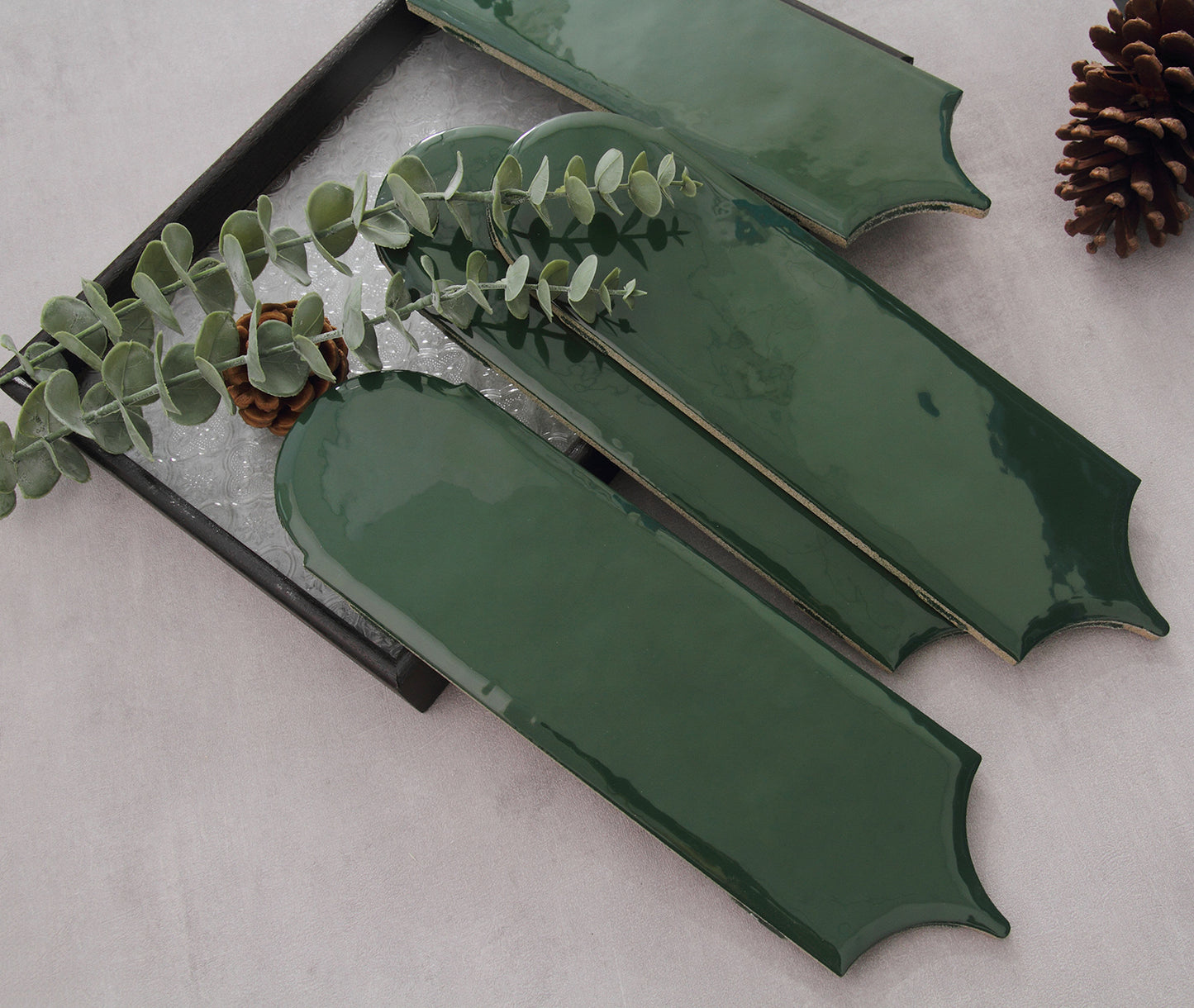 Feather Ceramic Tiles 90x308mm - Per Square Meter - Sage Green Finish - YM930-08 - GR.Mosaic Decorative Pattern (View 9)