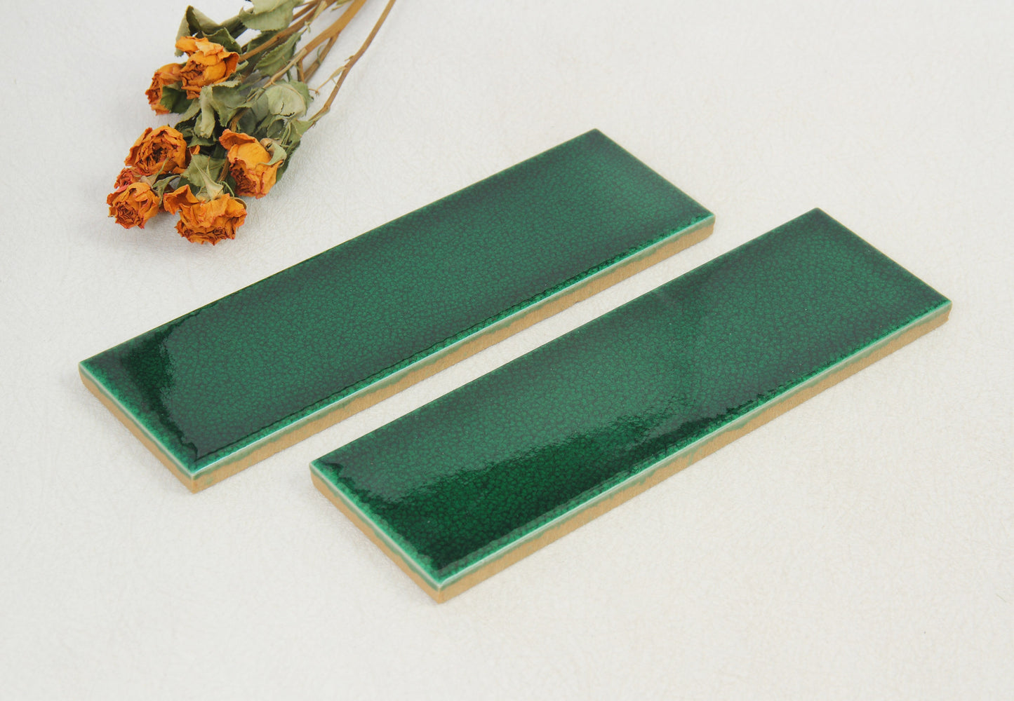 Ice Crack Kiln Change Ceramic Tiles 60x200mm - Per Square Meter - Deep Green Textured Finish - N-BL-6200ML