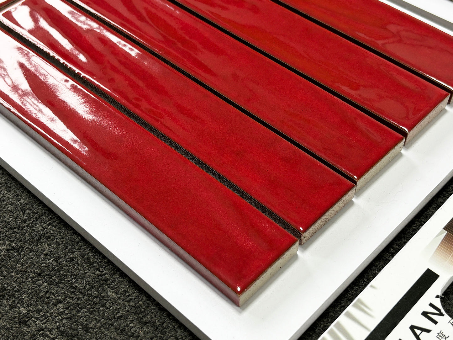 Handmade Kiln-fired Brick 40x250mm - Per Square Meter (100pcs) - Deep Crimson Red Finish N42506