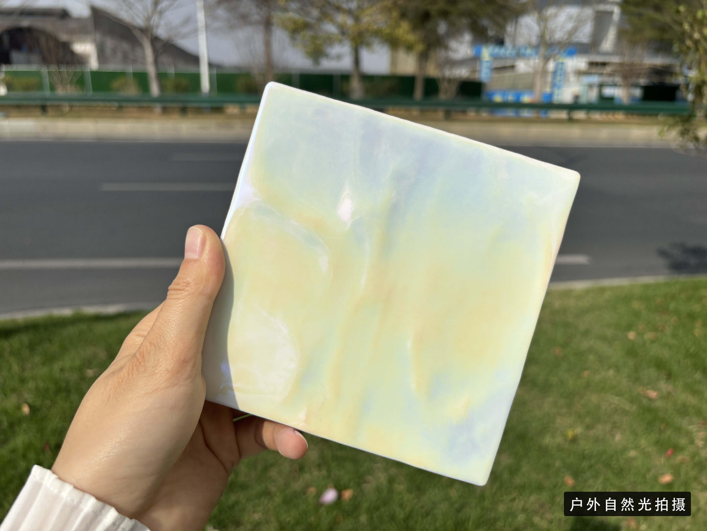 Iridescent Ceramic Tiles 132x132mm - Per Square Meter - Gentle Pearl Rainbow Holographic Finish - NL1301HC