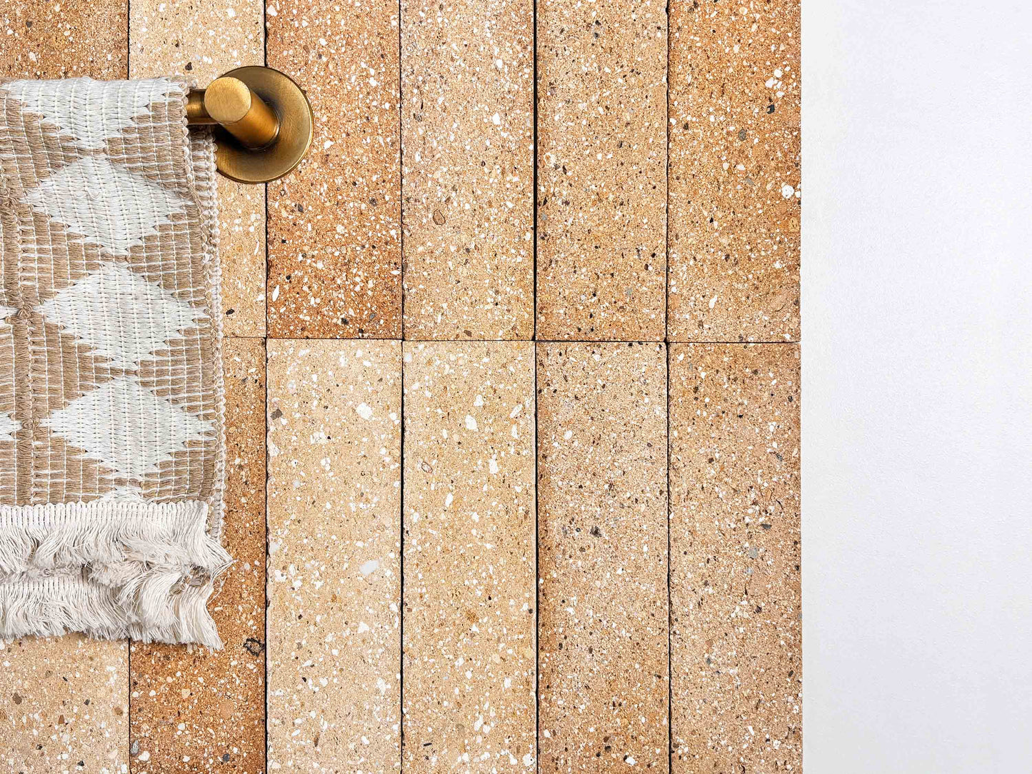 Mixed-Color Clay Brick Tiles 65x230mm - TBZ-HS Series - Per Square Meter - Natural Stone Aggregate Finish