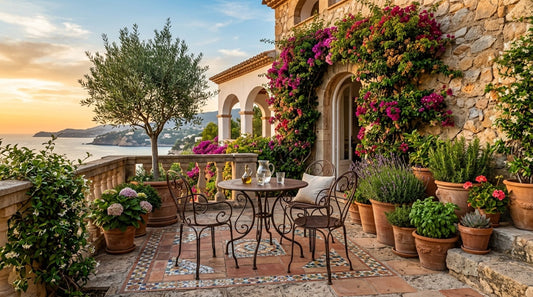Outdoor patio tile trends 2026 - Mediterranean terracotta and mosaic design