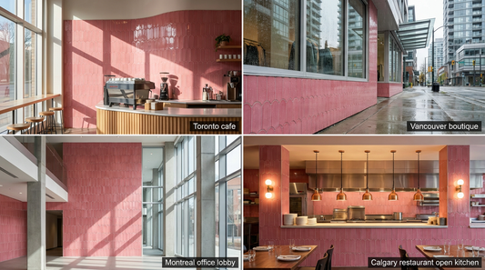 Handmade feather tiles with textured glazed surface creating dynamic shadow patterns on modern kitchen backsplash