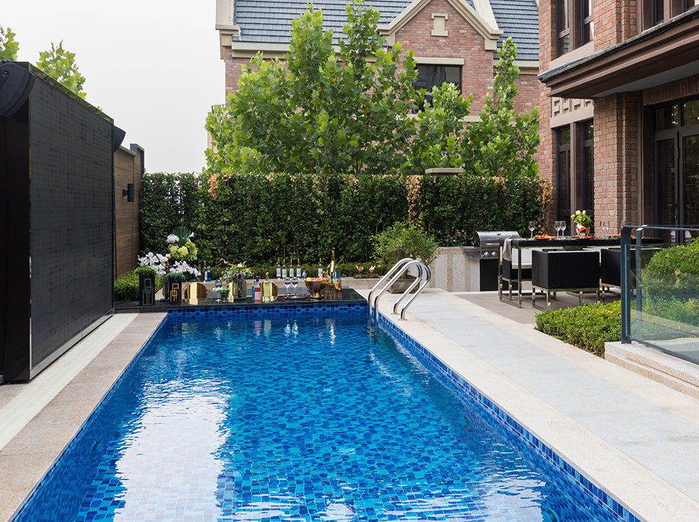 Pool Mosaic Tiles - swimming pool with blue mosaic