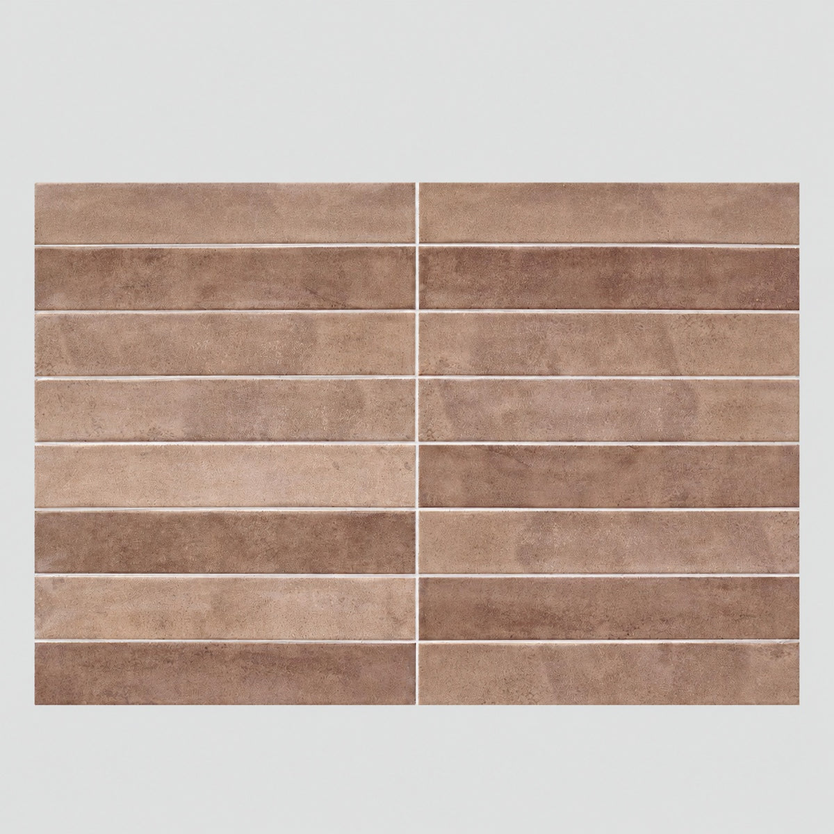 Caramel long strip brick tile 80x480mm cafe bakery boutique feature wall