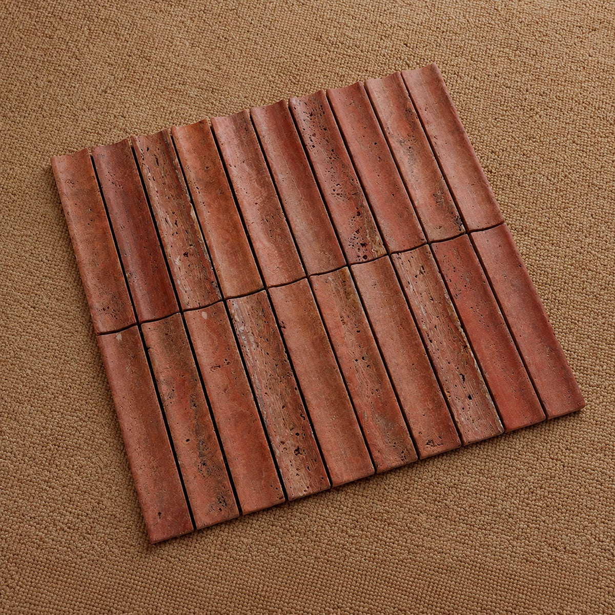 Terracotta Natural Travertine Stick Strip Mosaic Tile - Restaurant Bakery B&B Feature Wall - variant 3