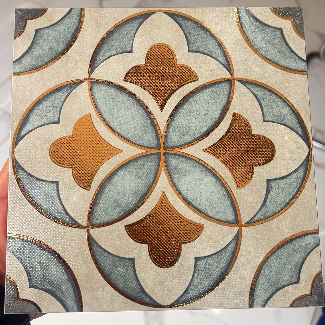 Gilded Gold Ceramic Tiles 200x200mm - Moroccan Mid-Century Wall & Floor Tiles (25 Pieces / 1㎡) - GR.Mosaic Decorative Pattern (View 3)
