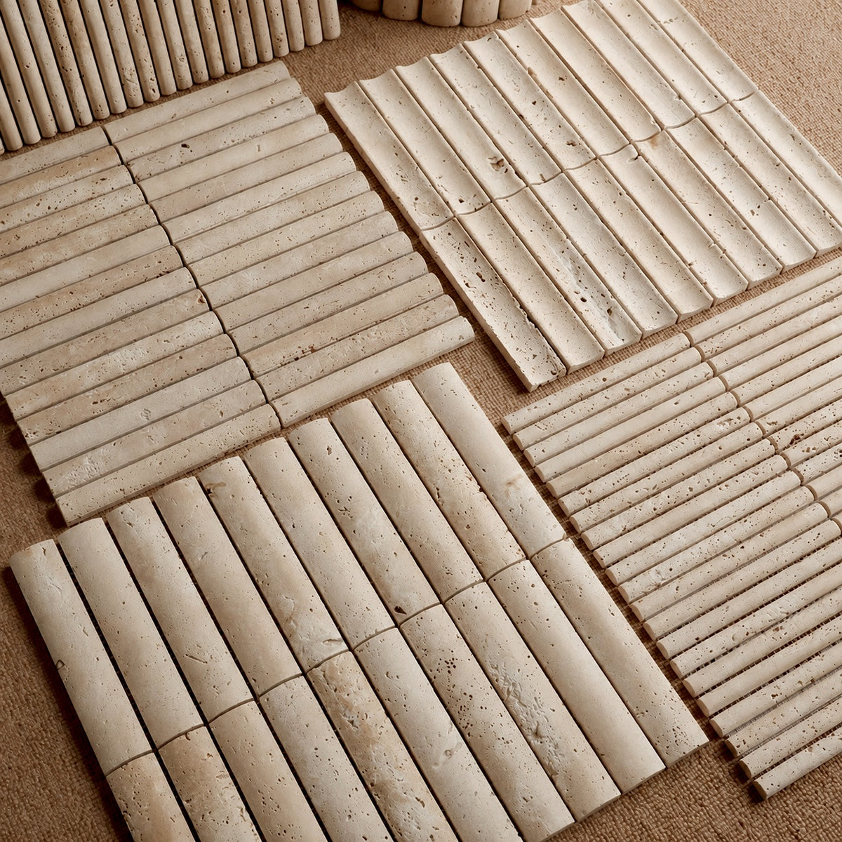 Terracotta Natural Travertine Stick Strip Mosaic Tile - Restaurant Bakery B&B Feature Wall - variant 5