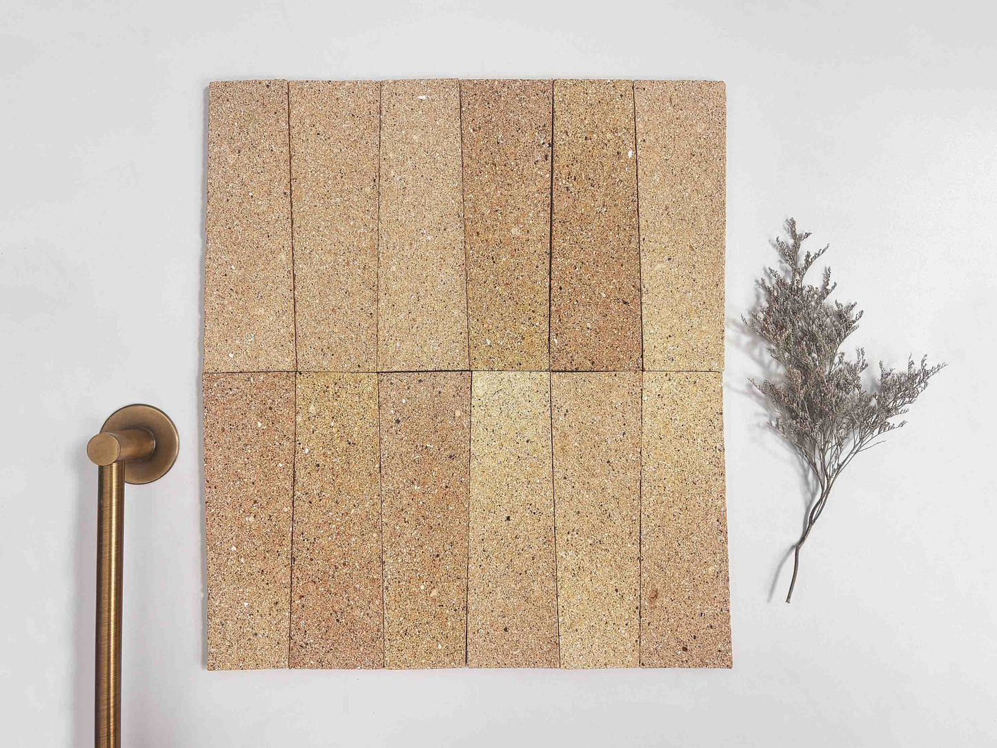 Trapezoidal Clay Brick Tiles 63x200mm - T-TTZ Series - Per Square Meter - Natural Sandy Beige Finish