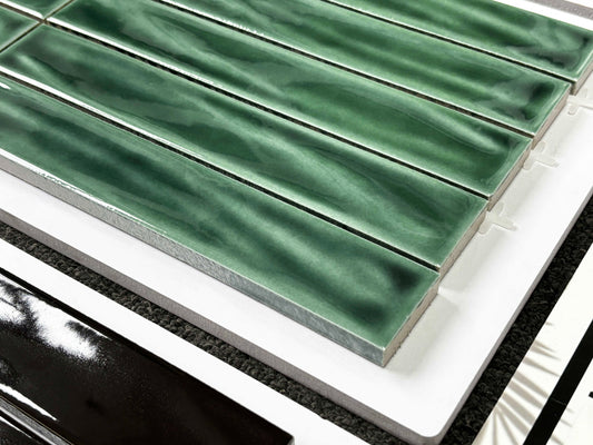 Handmade Kiln-fired Brick 40x250mm - Per Square Meter (100pcs) - Deep Forest Green N42503