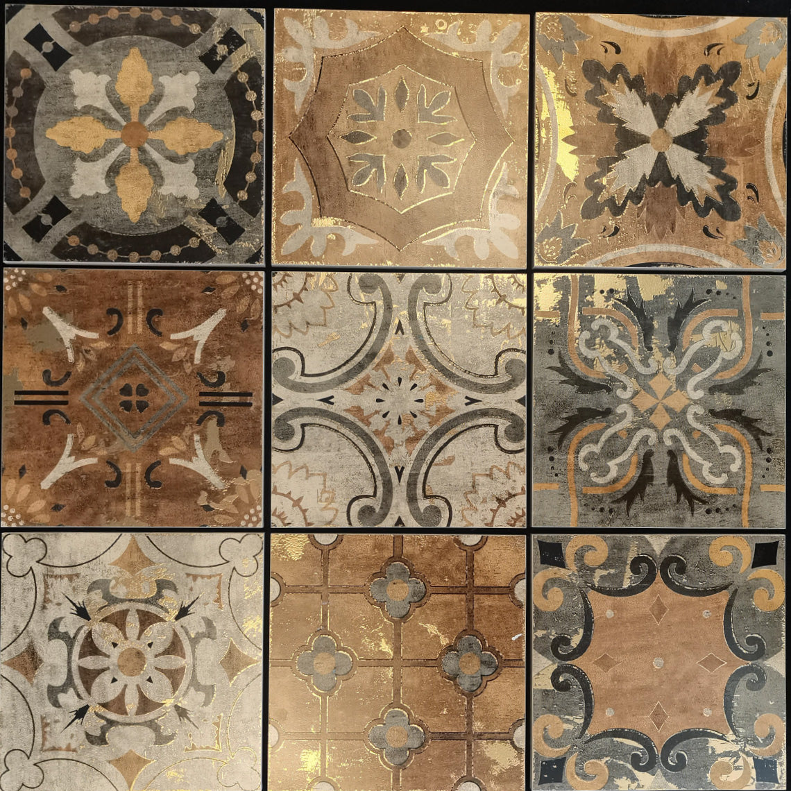 Gilded Gold Ceramic Tiles 200x200mm - Moroccan Mid-Century Wall & Floor Tiles (25 Pieces / 1㎡) - GR.Mosaic Decorative Pattern (View 18)