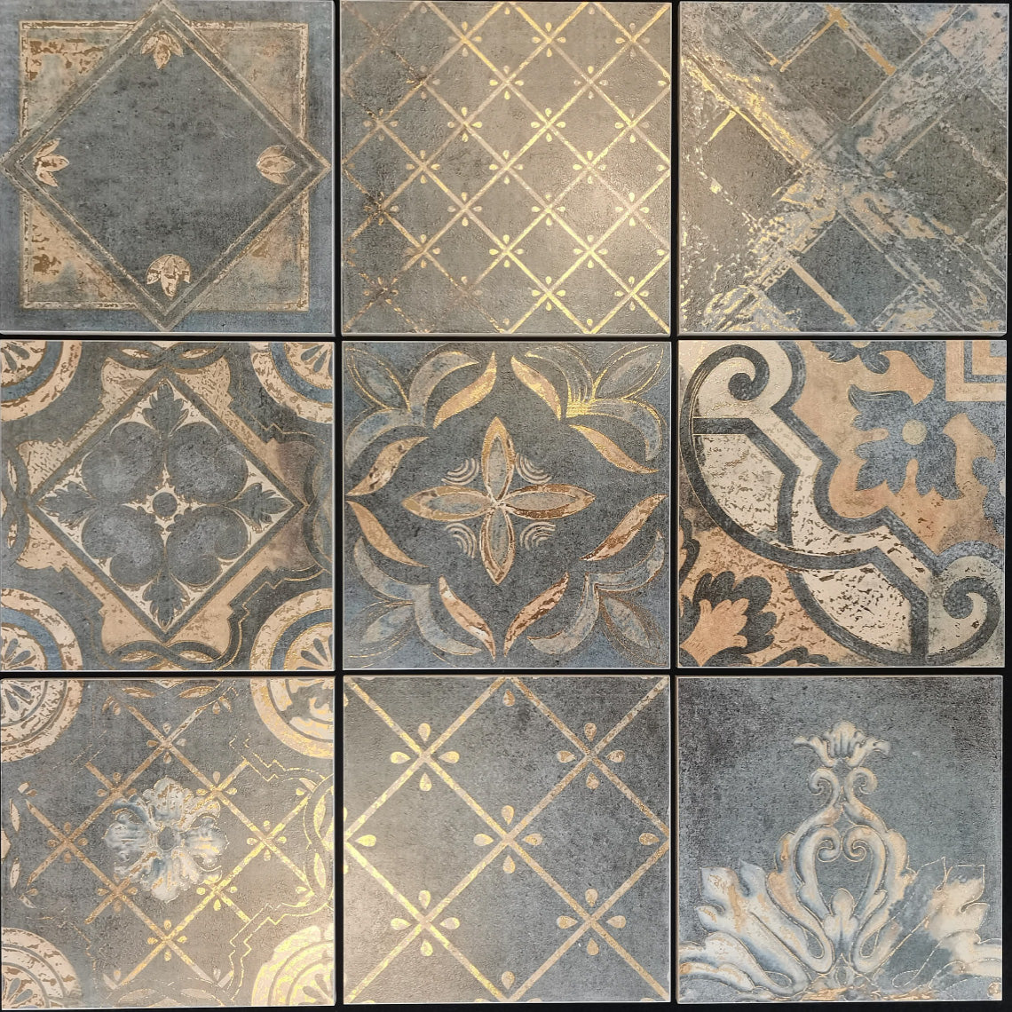Fine Art Gilded Tiles 20x20cm - Van Gogh & Klimt Masterpiece Wall Tiles (25pcs/1㎡) - GR.Mosaic Decorative Pattern (View 14)