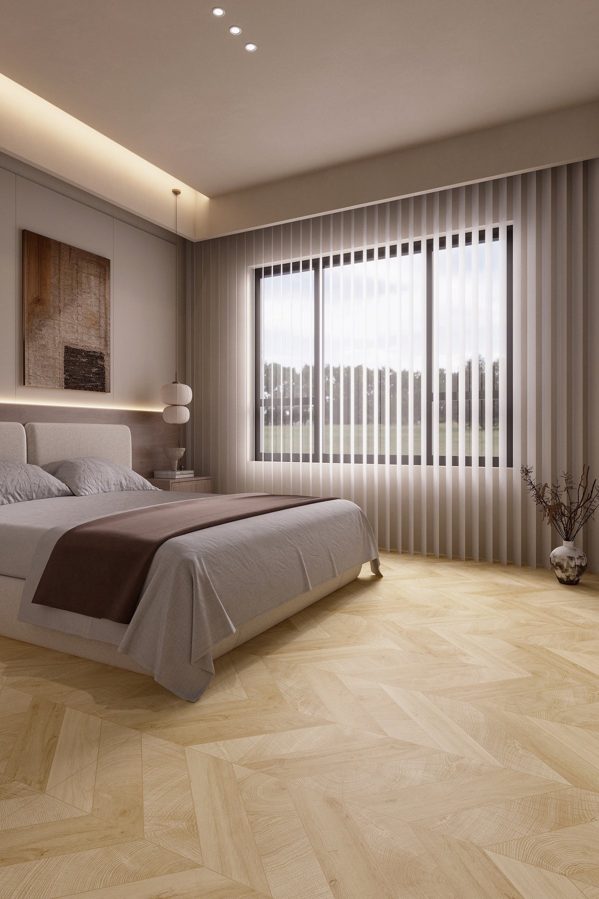 Wood Look Porcelain Floor Tile Chevron Plank 600x1200mm - Living Room Hallway Open Plan - Item No. 612211