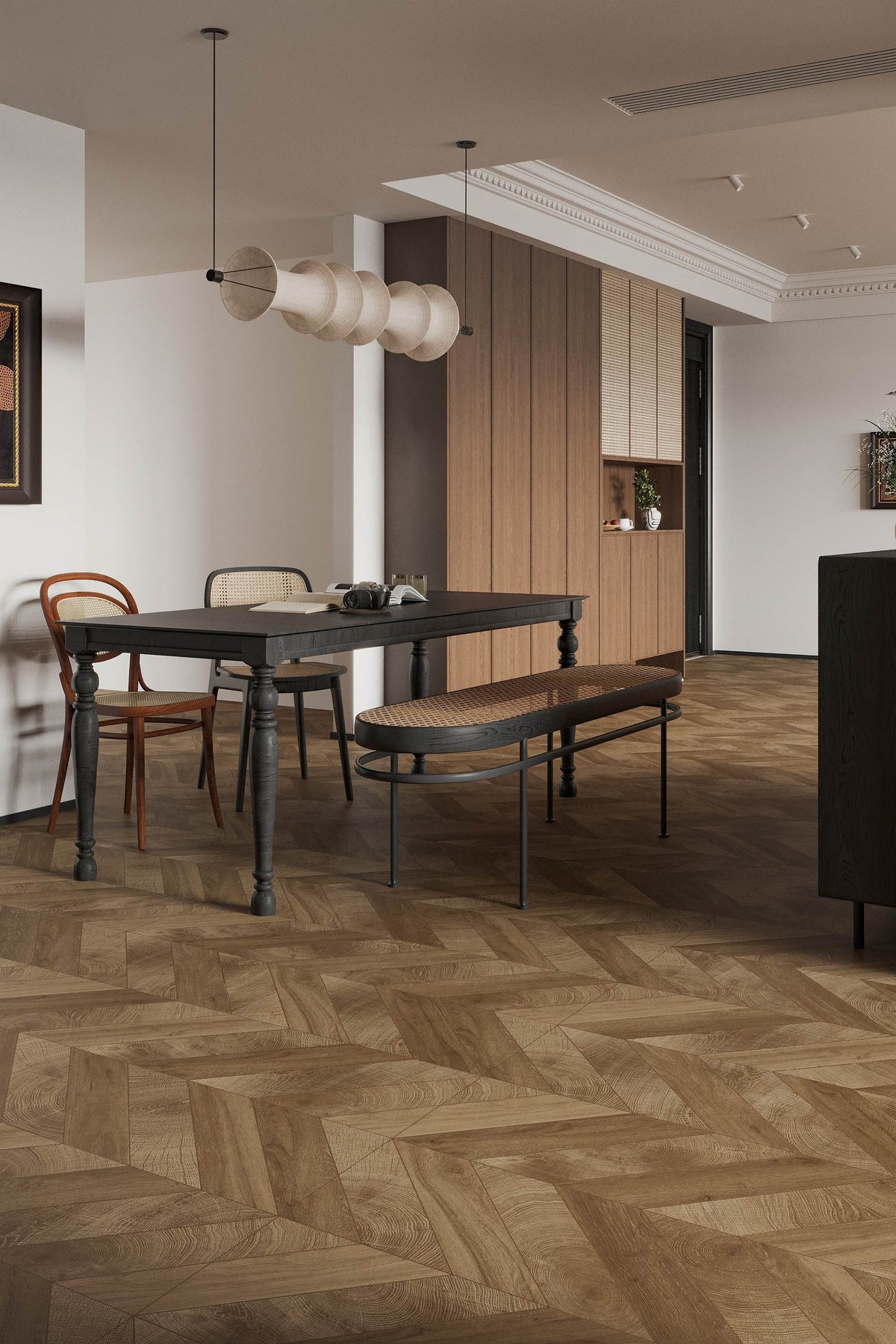Wood Look Porcelain Floor Tile Chevron Plank 600x1200mm - Living Room Hallway Open Plan - Item No. 612212