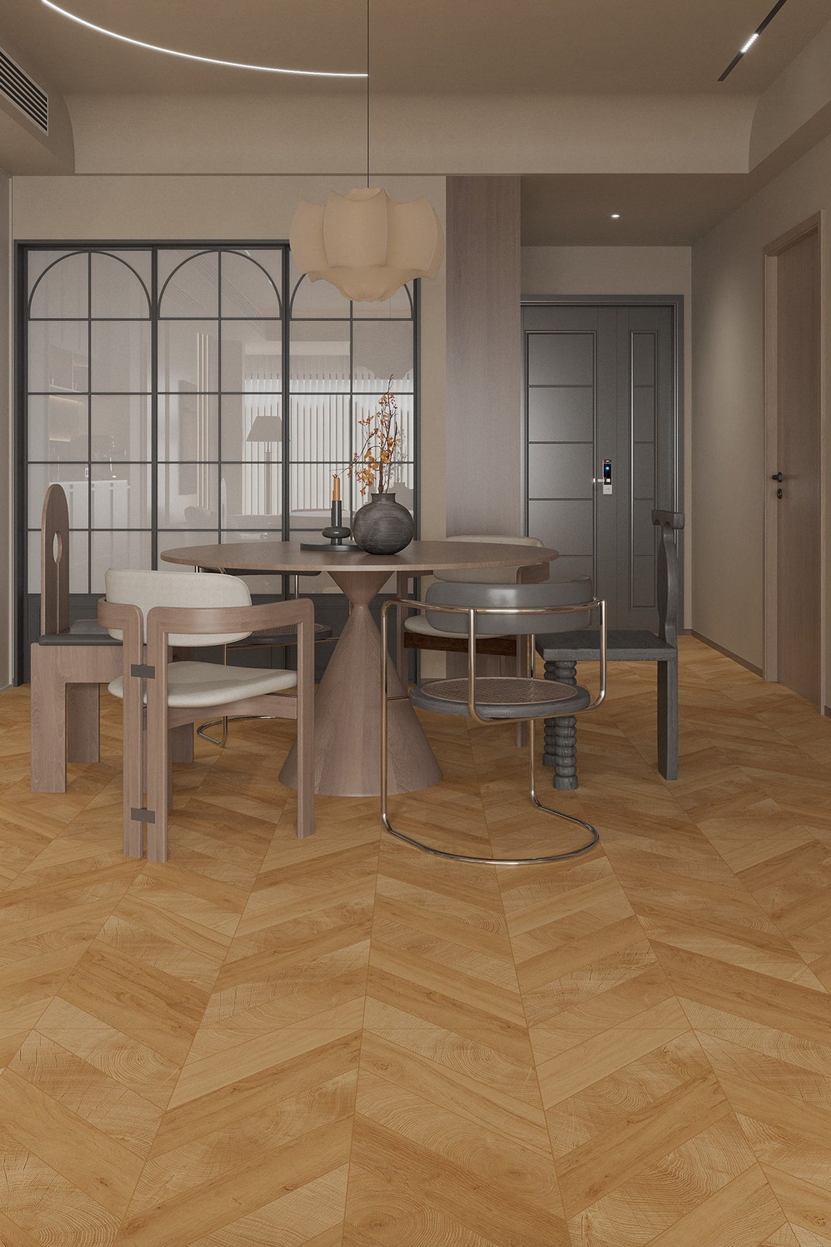 Wood Look Porcelain Floor Tile Chevron Plank 600x1200mm - Living Room Hallway Open Plan - Item No. 612213