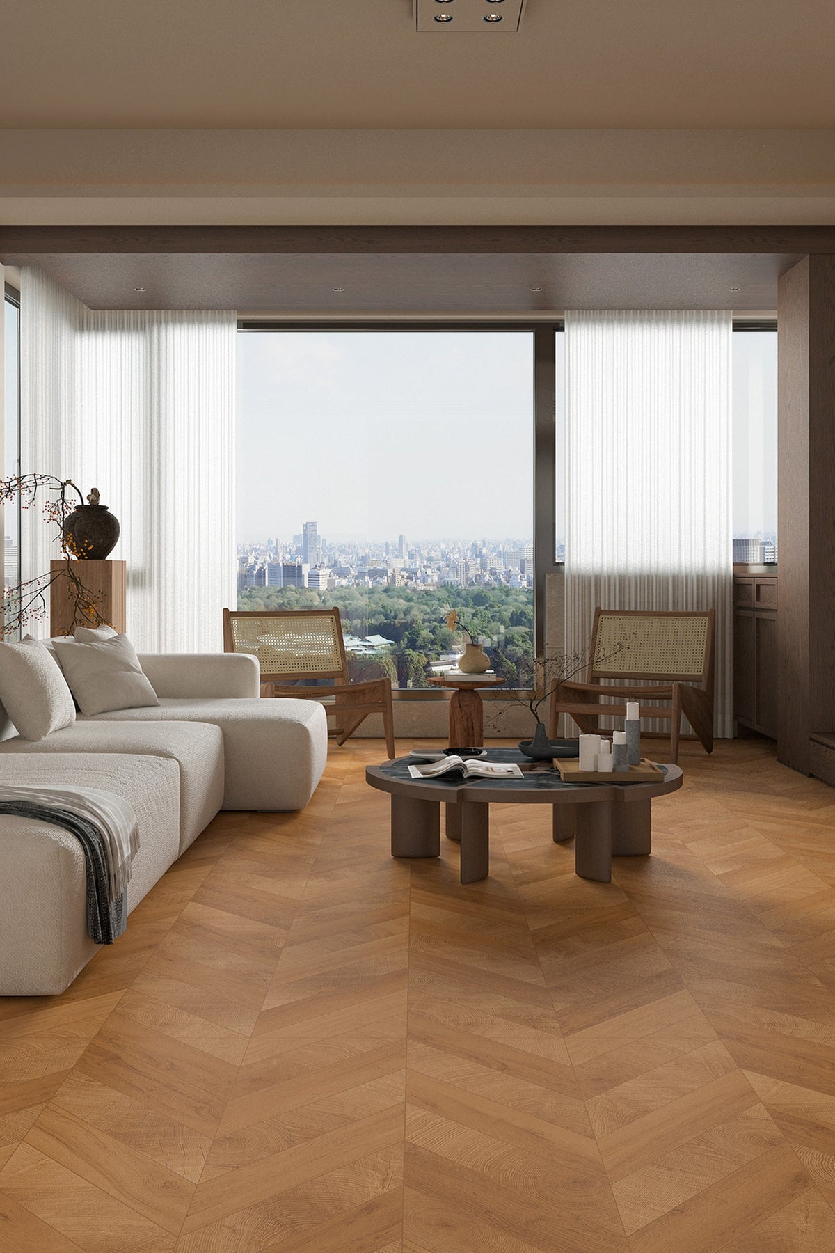 Wood Look Porcelain Floor Tile Chevron Plank 600x1200mm - Living Room Hallway Open Plan - Item No. 612215
