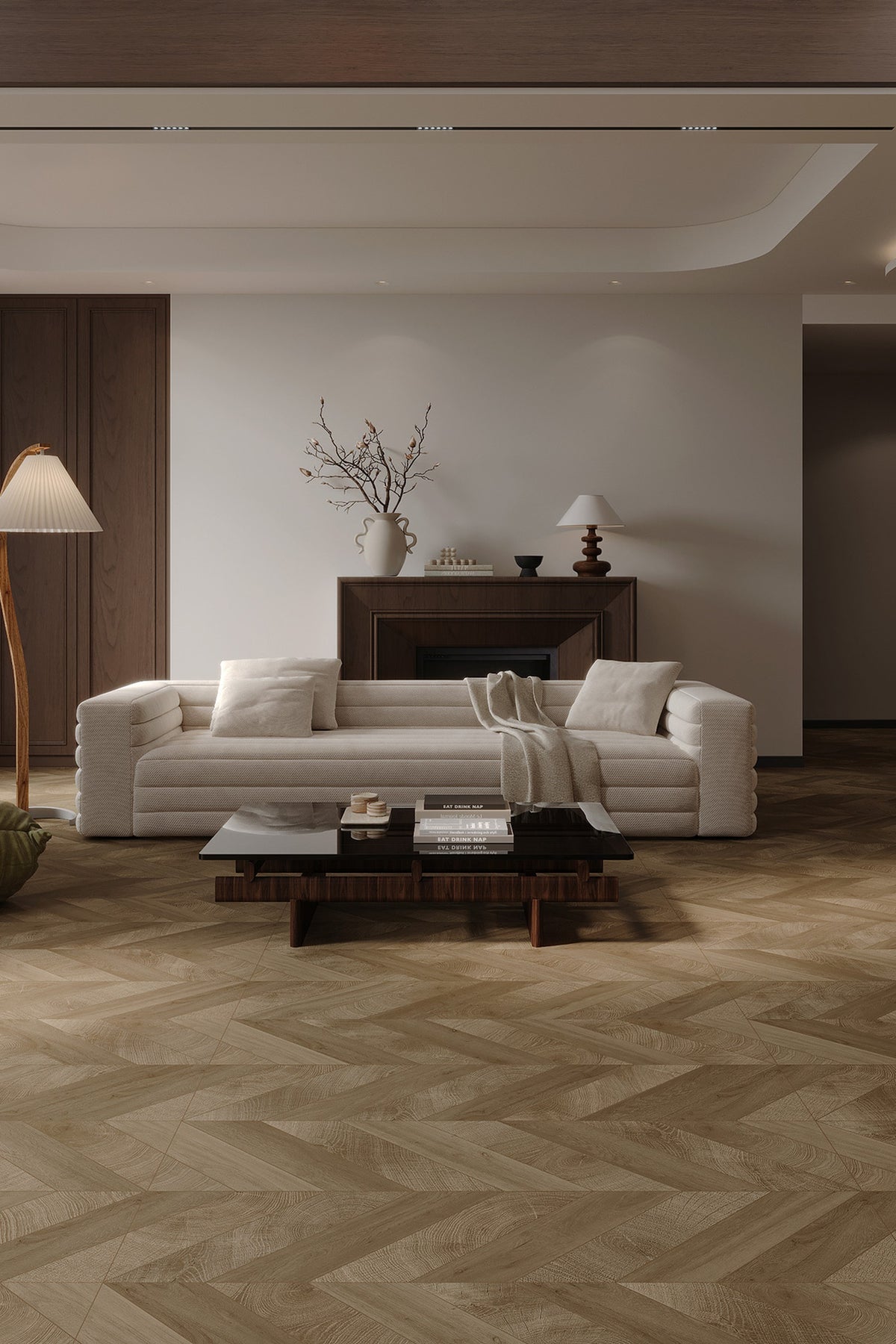 Wood Look Porcelain Floor Tile Chevron Plank 600x1200mm - Living Room Hallway Open Plan - Item No. 612216