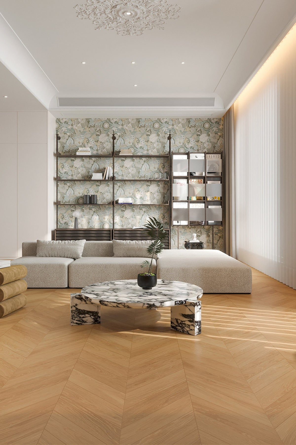 Wood Look Porcelain Floor Tile Chevron Plank 600x1200mm - Living Room Hallway Open Plan - Item No. 612219